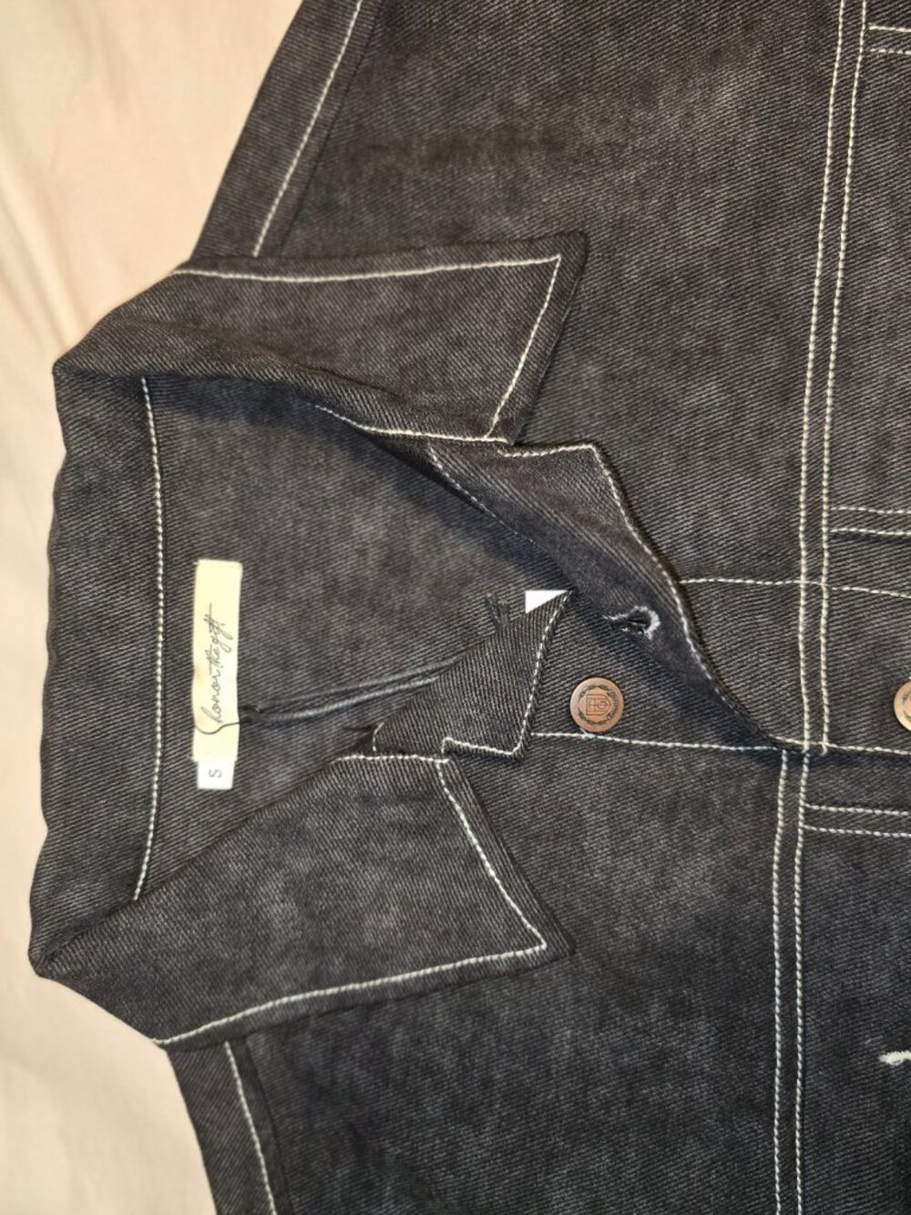HONOR the GIFT Black Cropped Jean Jacket Womens Size SMALL - Picture 2 of 3